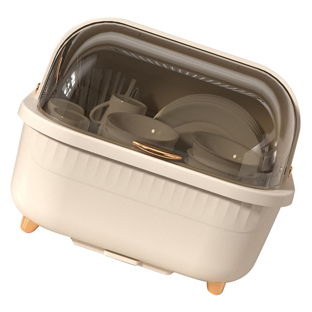 Dish Drying Box Multifunctional Space Saving Dish Drainer with Lid Cover for Kitchen Accessories