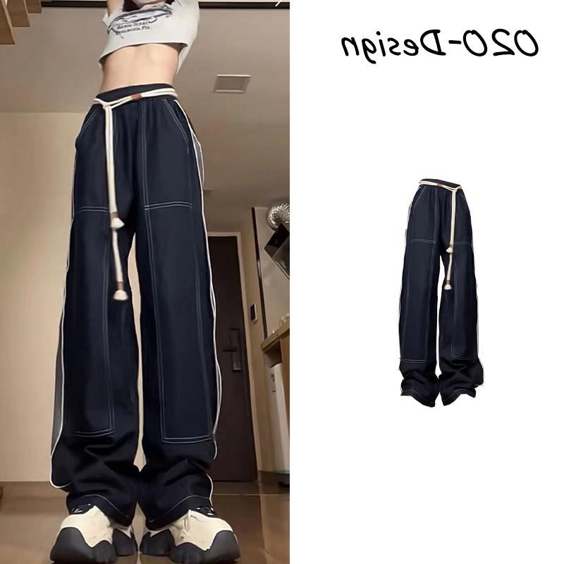 

Women s Retro Striped Wide-Leg Jeans - Autumn Collection, Loose Fit and Versatile Design 3XL [150-165 lbs] темно-синього кольору