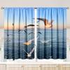 Set Of 2 Sea Seagulls Print Curtains Suitable Bedroom Living Room Kitchen Decoration Home Window Curtain For Area Made Polyester