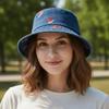 Fashion Watermelon Strawberry Embroidered Denim Bucket Hat Butterfly Pattern Wide Brim Denim Fisherman Hat Beach Hat Travel