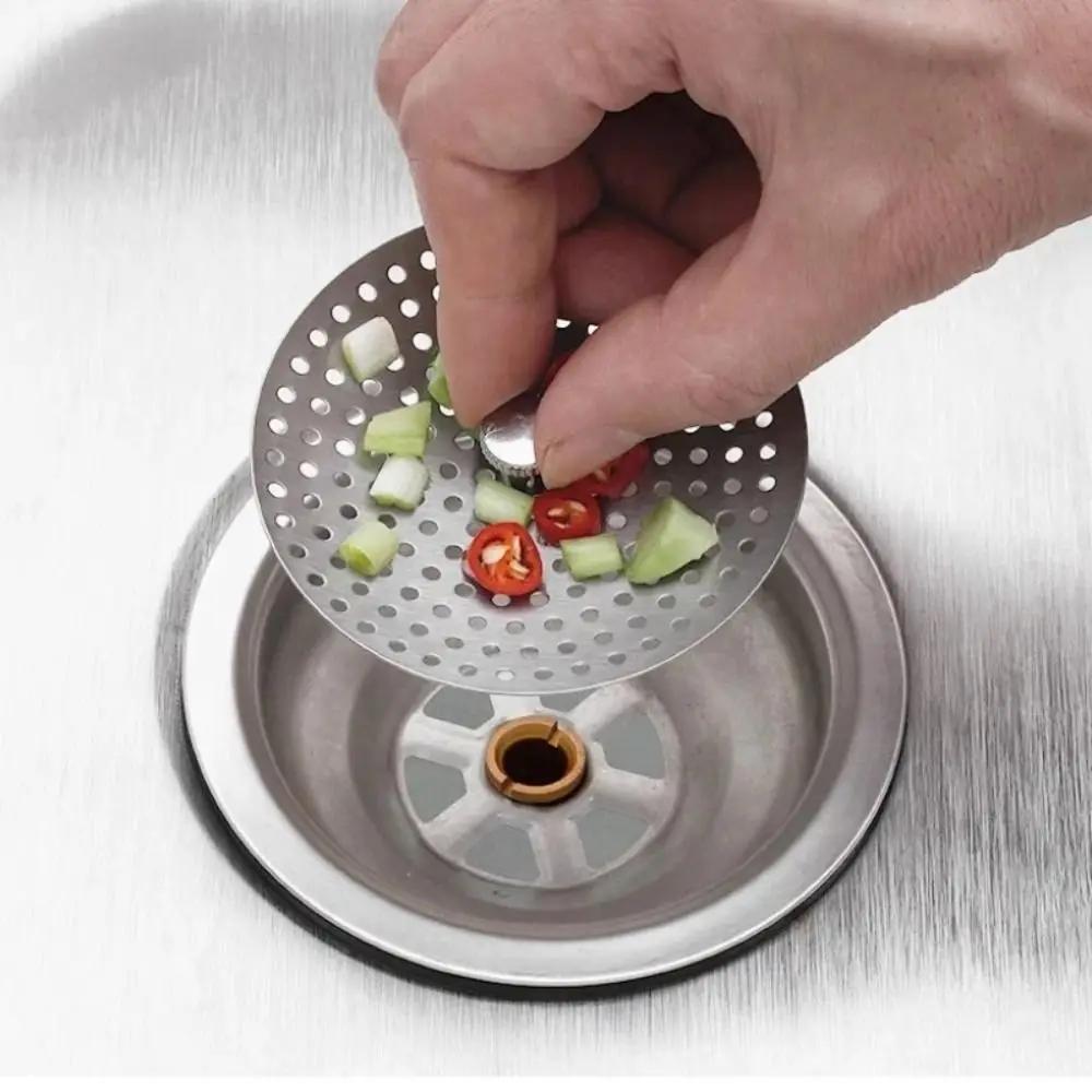 New Stainless Steel Kitchen Sink Filter Drain Hole Trap Hair Catcher Water Basin Strainer Mesh Bathroom Accessories Waste Screen