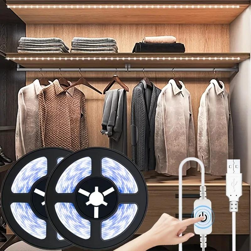 LED Lights Strip 2835 Touch Switch Dimmer USB DC 5V LED Tape Ribbon Flexible DIY Backlight Mirror Christmas Cabinet Room Decor