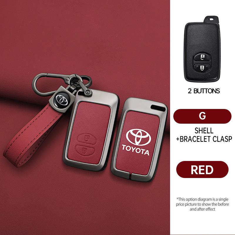 Zinc Alloy Leather Car Remote Key Case Holder Shell For Toyota Aqua RAV4 Land Cruiser Camry Prado Corolla Prius Keyless Keychain