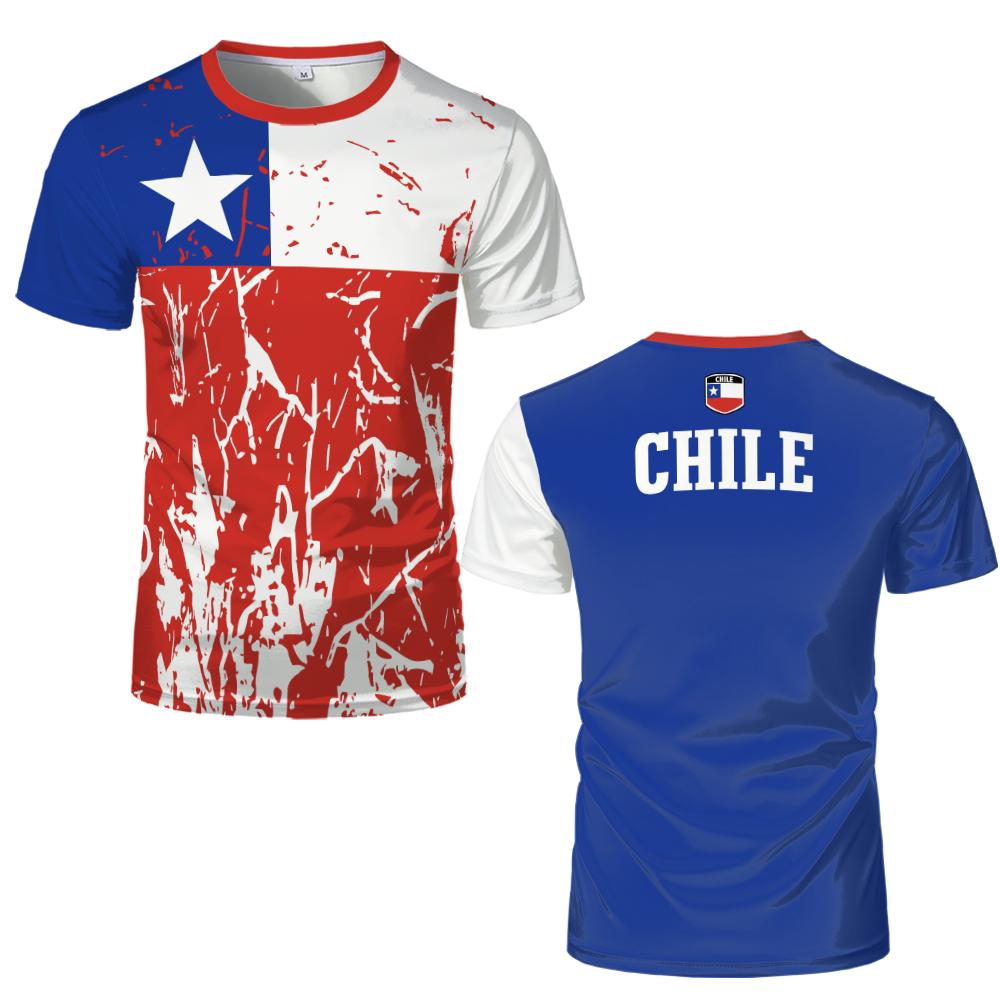 ETST48 Chileense Vlag Heren 3D Geprint T-shirt Chili Badge Zomer Dames Mode T-shirt Casual Harajuku Ronde Hals Oversized Kinderen Tops T-shirts 6XL