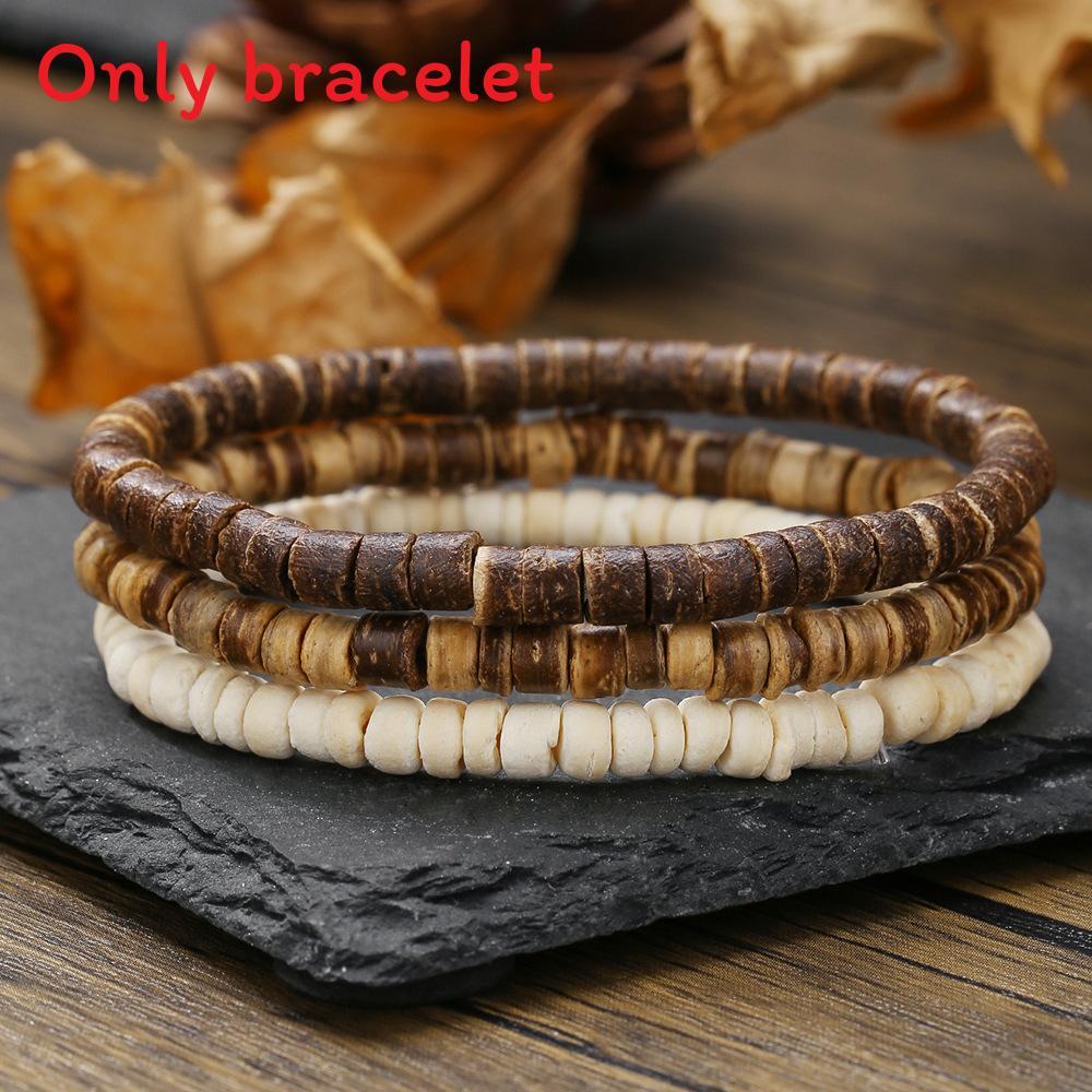 Handgefertigte Geometrische Kokosnussschalen-Perlenarmbänder für Männer und Frauen mit mehrlagigem Design