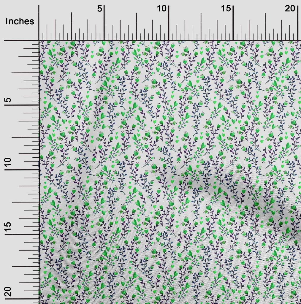 oneOone Cotton Flex Green Fabric Leaves & Clover Sewing Craft Projects Fabric Prints By Yard 40 Inch