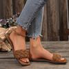 Summer Women's Square-toe Basket-Woven Sandals Flat Home Slippers