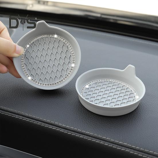 4Pcs Car Cup Holder Coaster Bling Rhinestone Anti Slip Waterproof Heat Resistant Water Bottle Pad Mat SUV Truck Car Styling Interior Accessories