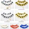 New 1Set Russian Happy Birthday Paper Banner Foil Letter Bunting Garland Vibrant Color Reusable For Birthday Party Home
