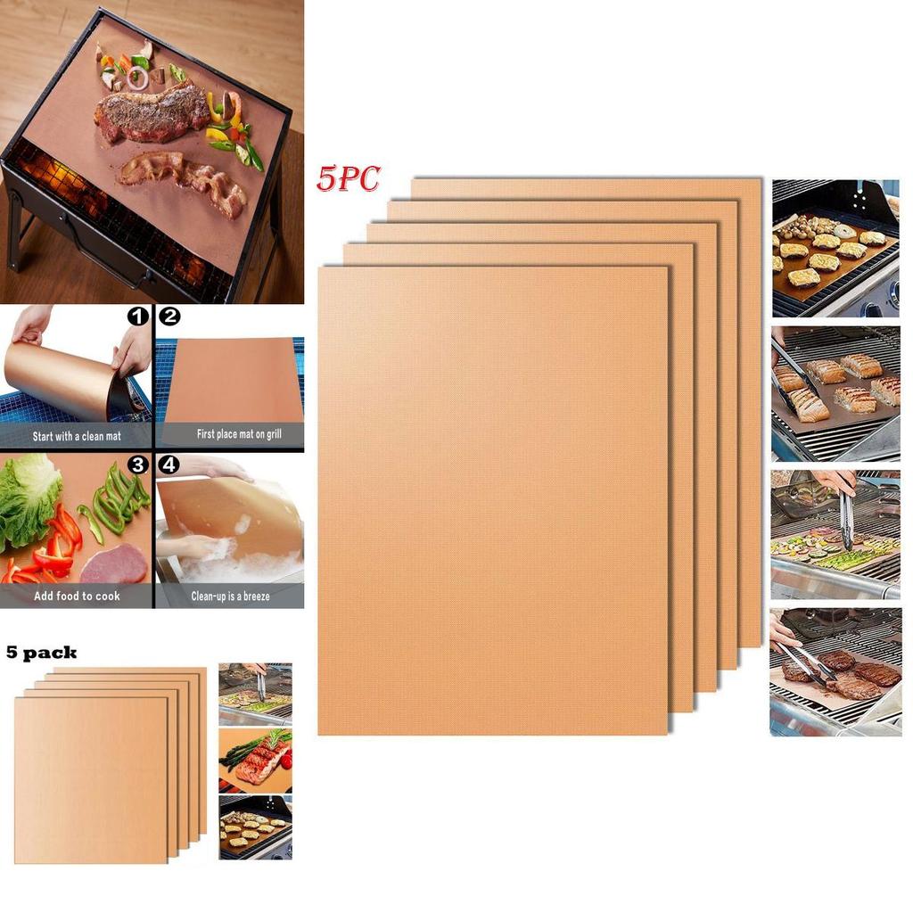 Set da 5 tappetini resistenti al calore per griglia BBQ Perfetti per una cottura e una cottura al forno facili da pulire