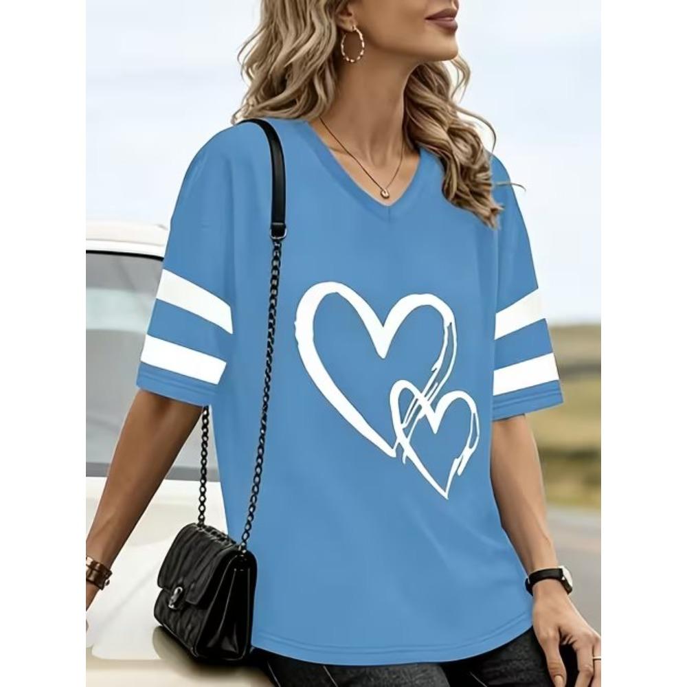 Damen Sommer T-Shirt Vintage Einfaches Muster Print Kurzarm Tees Lässige Bedruckte Tops