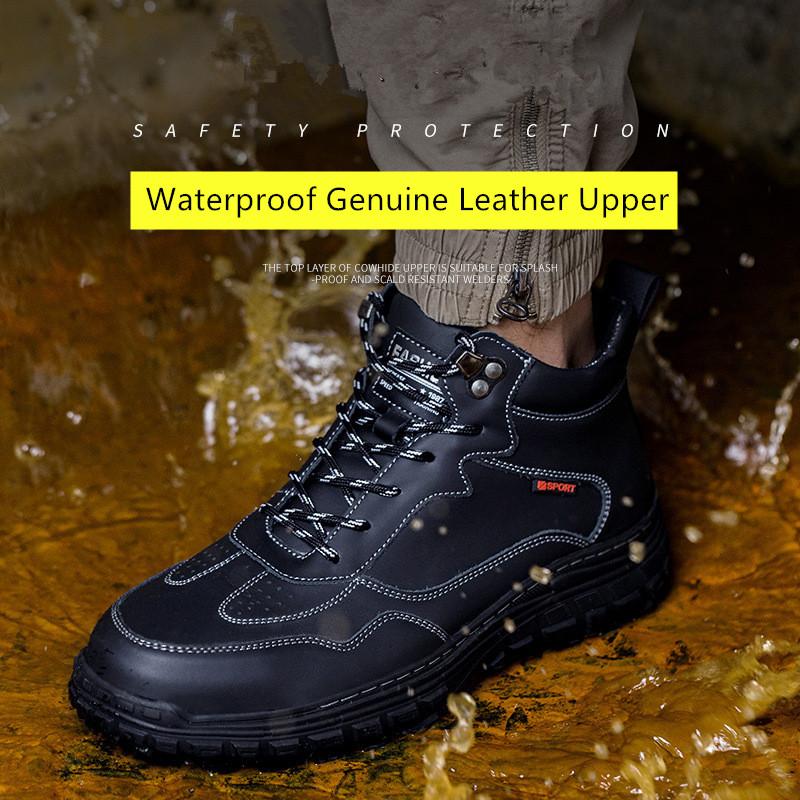 Waterproof Work Shoes Men Labor Shoes Anti-slip Leather Safety Shoes Men Safety Shoes Steel Toe Safety Sneakers for Work