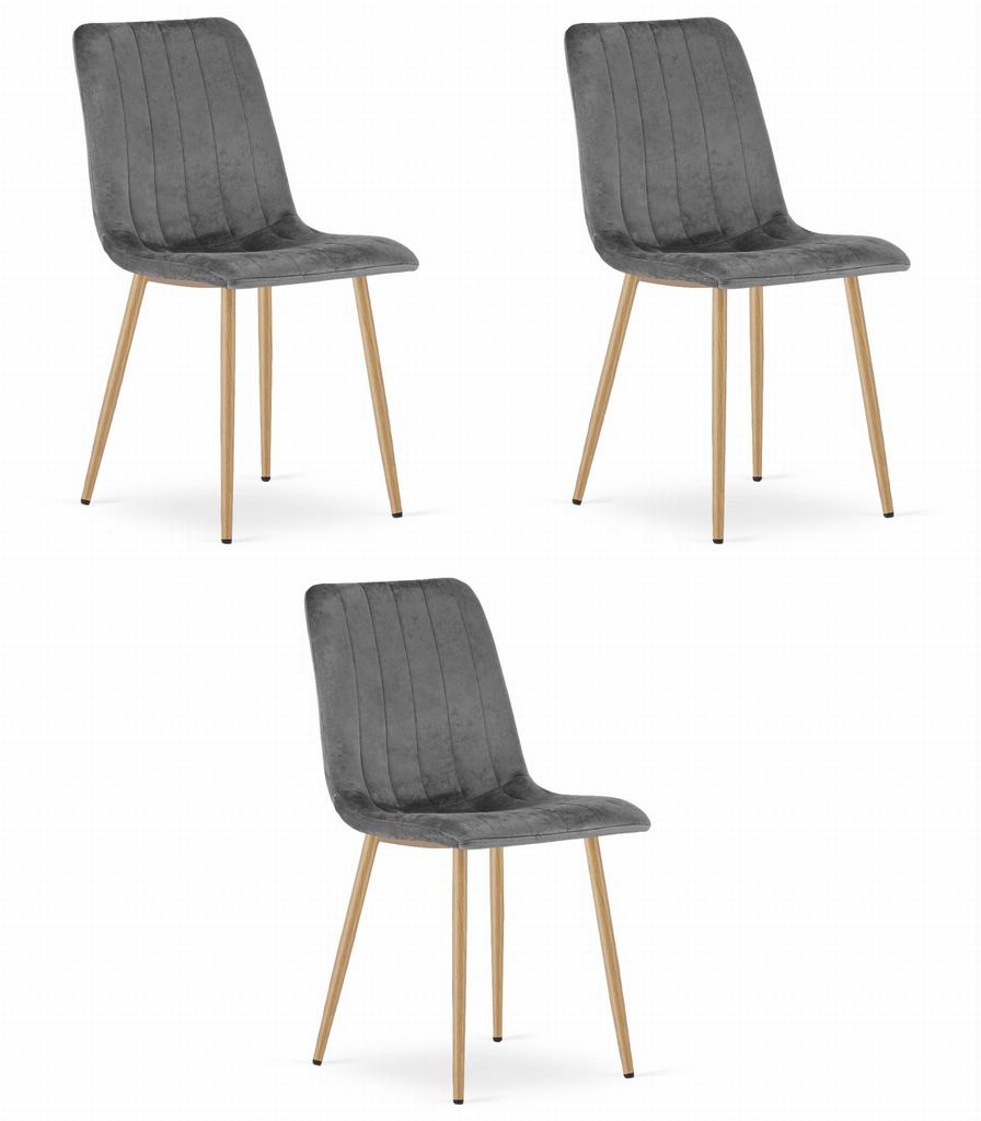 LAVA chair - dark gray velvet / wood color legs x 3