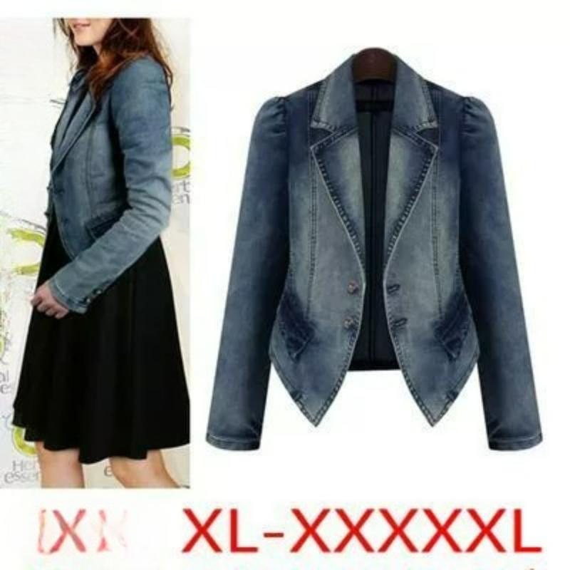 

Denim Small Jacket Women s Loose Short Fashion All-match Casual Jacket Top Autumn and Winter 5XL синій