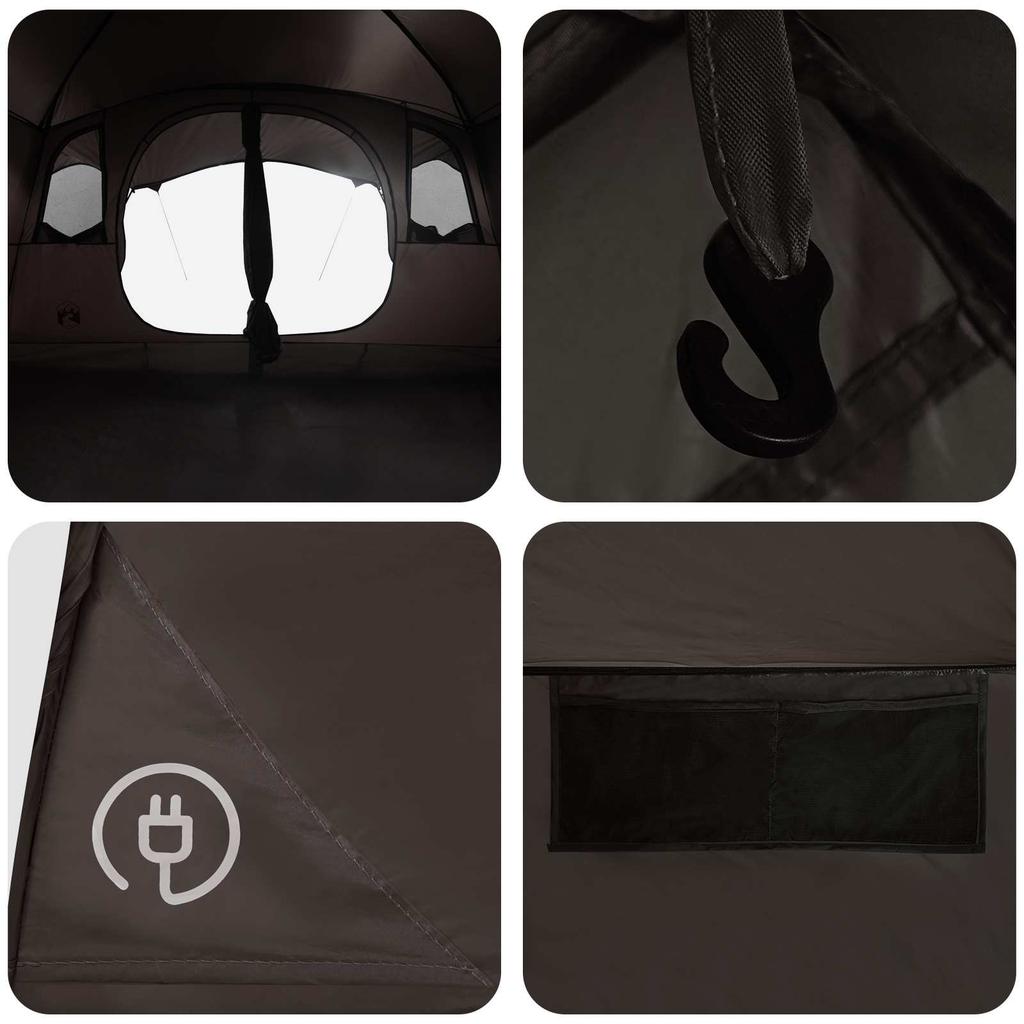 Tunnel Tent Brown Gray 366 x 244 x 198 cm Polyester and Steel