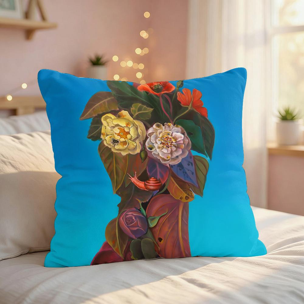 NNatasha Lelenco Abstract Art Cushion Cover Silky Short Plush Invisible Zipper Dustproof Sofa Pillow Case For Home Decor