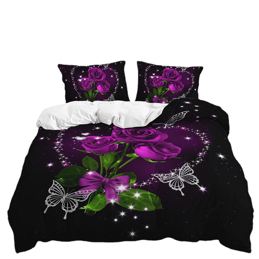 Bed Three-Piece Rose Love Kit Valentine'S Day Wedding Quilt Cover Two-Piece Bedroom