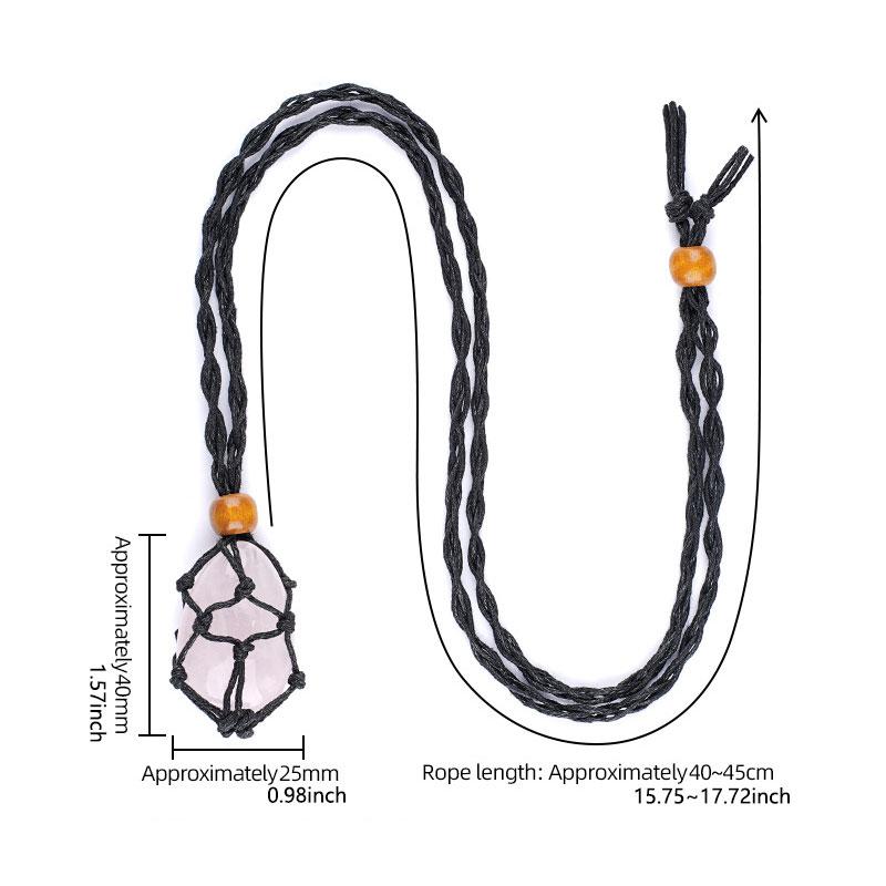 1pc Natural Stone Pendant String Bag Necklace Adjustable Braid Sweater Chain Necklace for Men and Women Jewelry