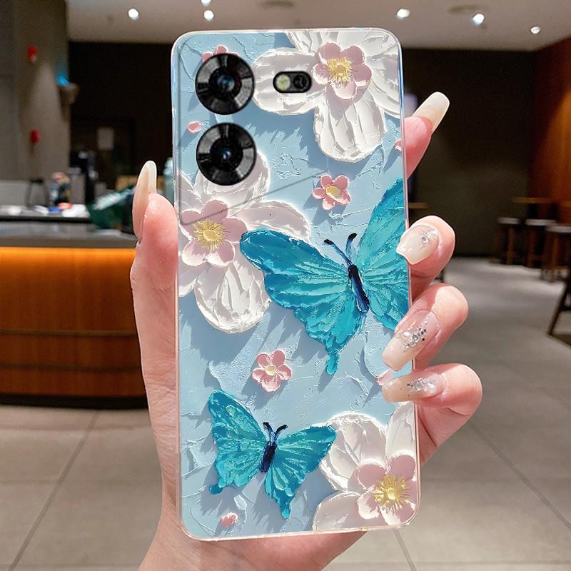 For Techno Pova 5 LH7n 5Pro LH8n Phone Case Tecno Pova 5 Pro Case Clear Luxury Fashion Butterfly Flowers Soft TPU Silicone Cover