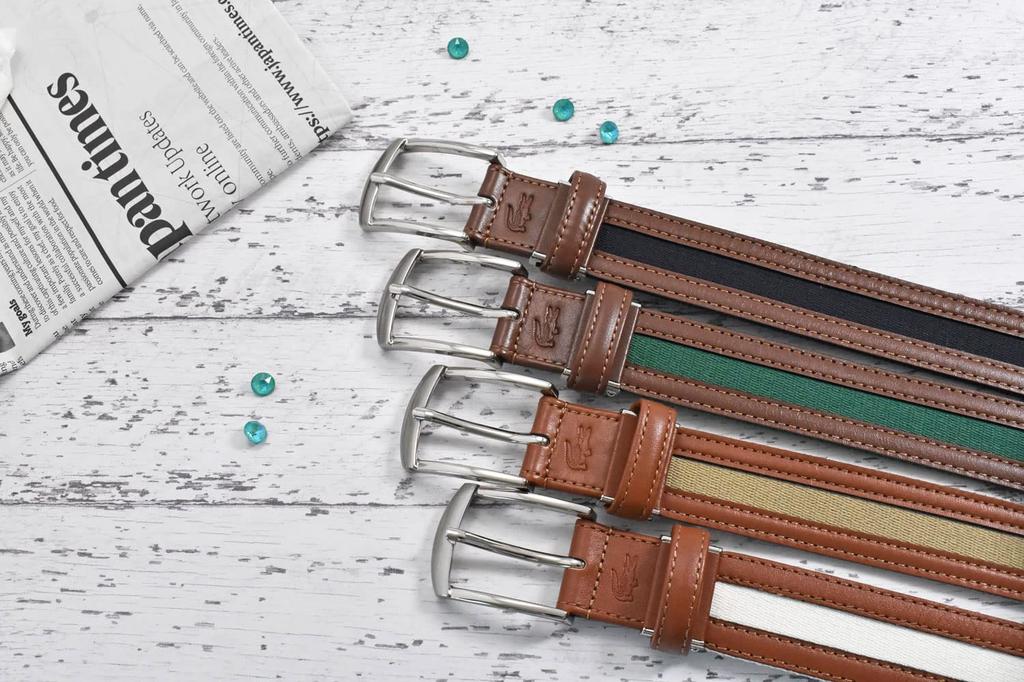 Casual Belt with Cowhide Leather LB71570 Navy Free Size Waist Sizes Up To [Lacoste] Men's (for 95cm)