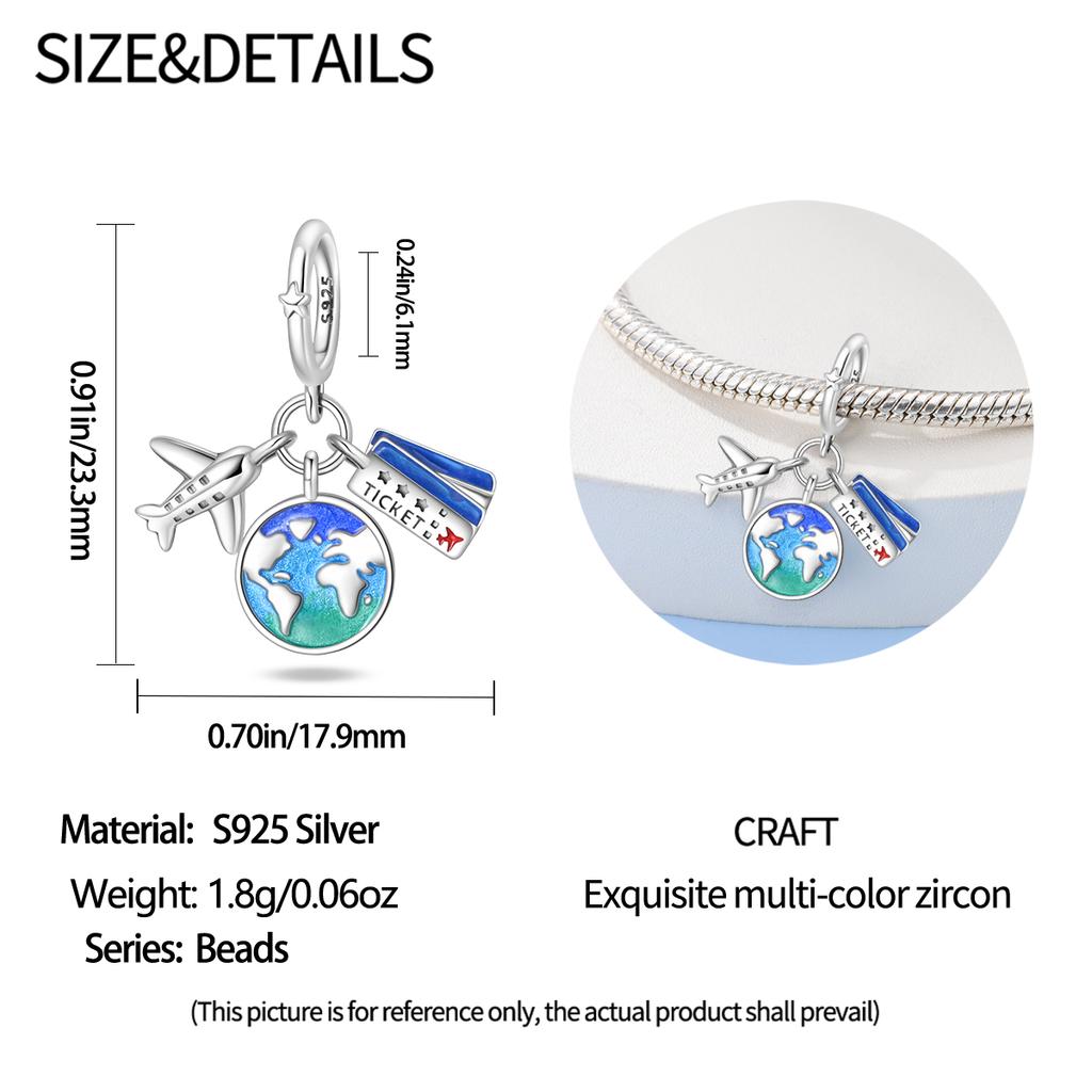 Original Copper Charms Luxury Blue Planet Pendant Beads Fit Bracelet Diy Women Making Delicate Gift Jewelry