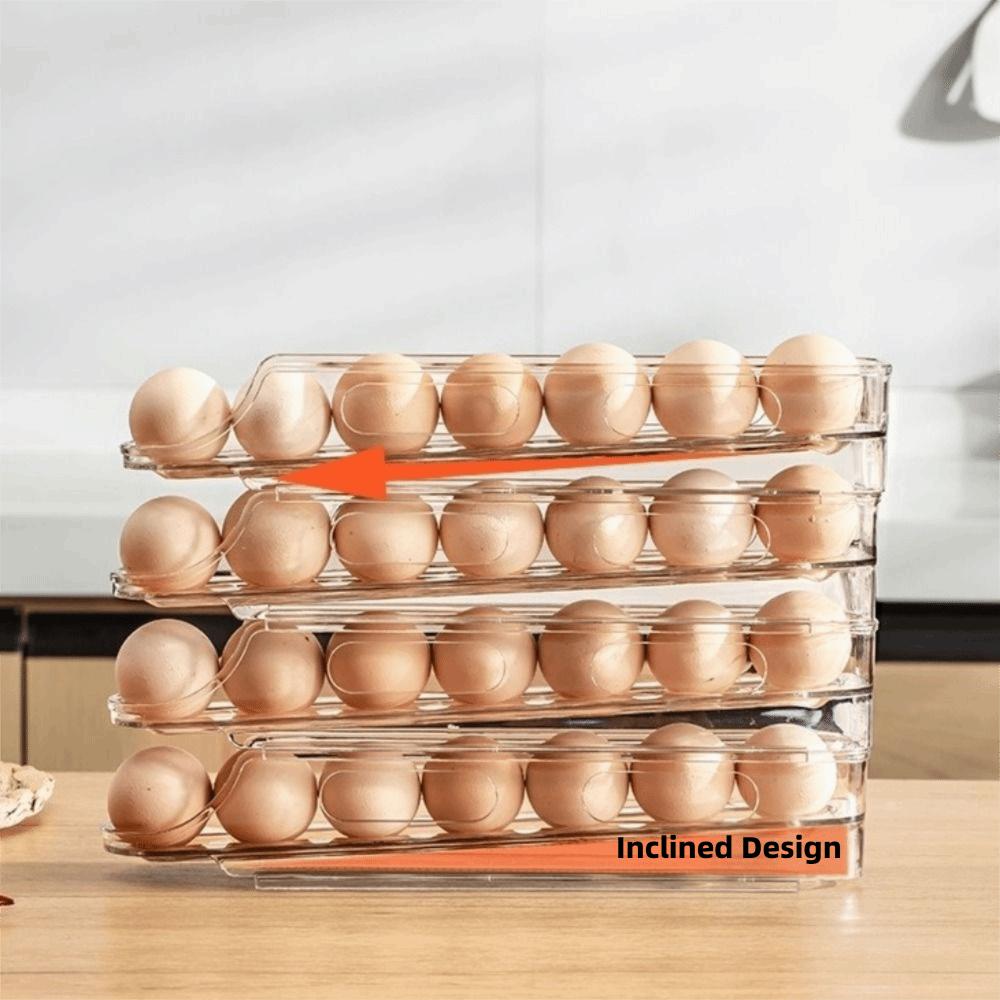2PCS Stackable Automatic Slide Egg Storage Box Plastic Eggs Holder  Refrigerator Side Door