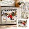 Christmas Stove Oven Dishwasher Cover Curtain for Kitchen Holiday Home Decor