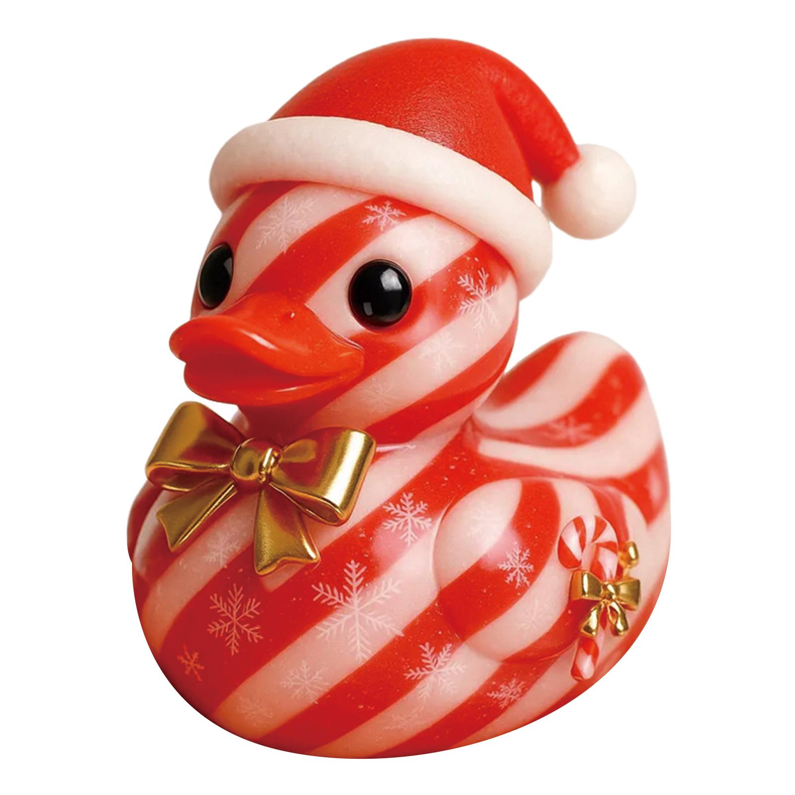 Christmas Duck Resin Figurine Portable and Lightweight Home Party Figurine for Home Office Tabletop Ornament