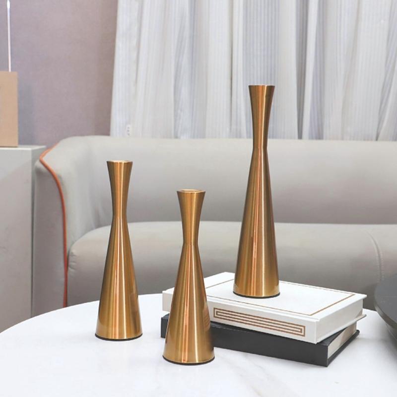 Modern Candle Stands 3 Piece Decorative Taper Candlestick Metal Candleholders For Table Centerpieces Or Patios Decors