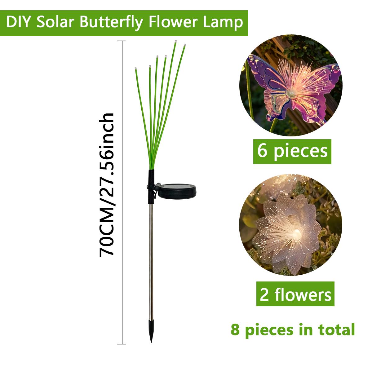 

Outdoor Solar Butterfly Fiber Fairy Lights, Waterproof LED Garden Stake Lights, Landscape Decor Lamps for Yard Patio Lawn Pathway Decoration 1PC 6 butterfly+2 fairy теплый белый