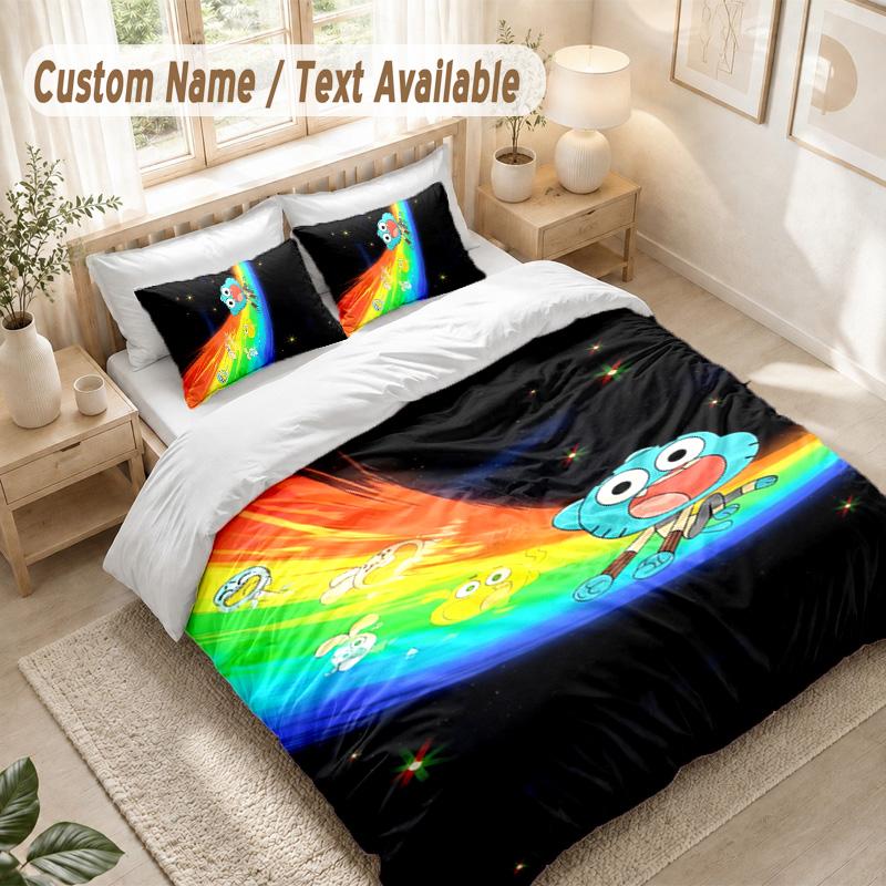 Fantastico Mondo di Gumball Set Biancheria da Letto, 1 Copripiumino & 2 Federe Morbido Confortevole Camera da Letto Tessile per la Casa Decorazione