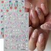 2PCS 3D Embossed Floral Nail Art Stickers Spring Summer Self-Adhesive Nail Decals