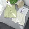 Sommer Dünnes Ärmelloses Cardigan-Set Einfarbige Lässige Kinder-Sets Weste+Shorts Zweiteiliges Set