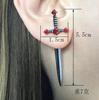 Kiss Jewelry Punk Sword Gothic Kinitial Piercing Earrings for Woman Men Gothic Crystal Ear Jacket Stud Earrings Jewelry