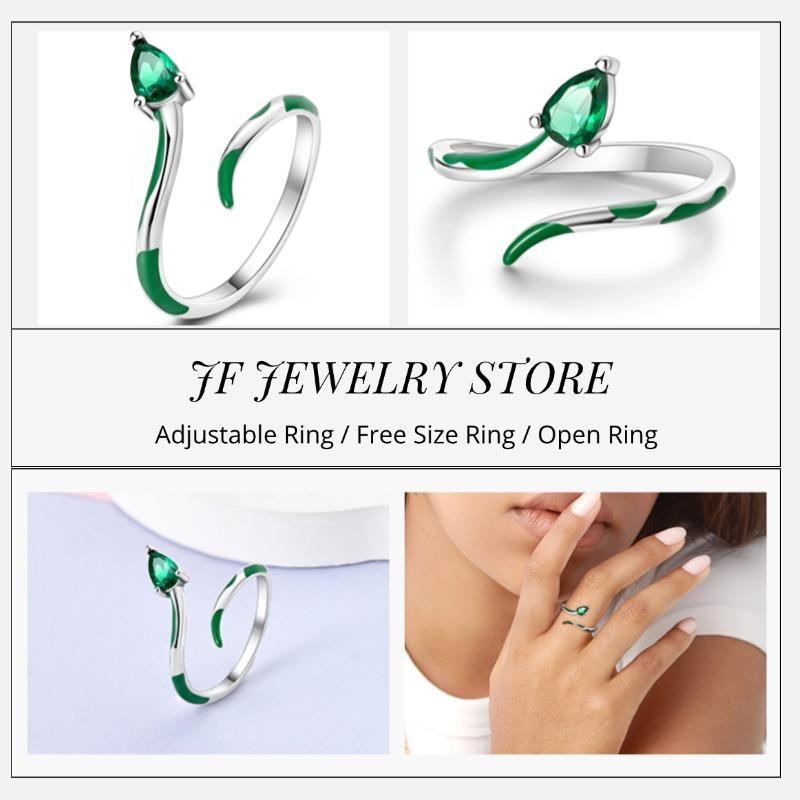 Free Size Ring For Women S925 Silver Original Blue Eyes Dragon Bee Shell Cherry Adjustable Rings Clover Chain Open Ring Jewelry