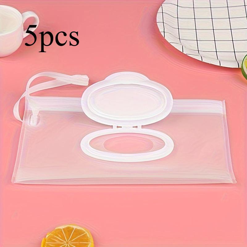 

5 шт. Портативный контейнер-пауч для влажных салфеток для рук, для влажных салфеток, легкий диспенсер для влажных салфеток, прозрачная сумка для влажных салфеток