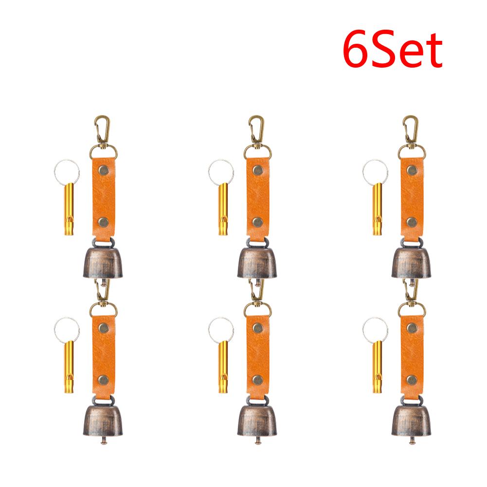 2-10Set Loud Bear Bell with Emergency Whistle Bear Repelling Bell Hanging Bear Bell for Outdoor Camping Survival Hiking Climbing