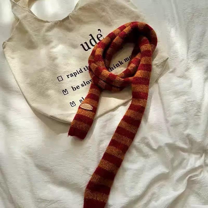 Jesienny i Zimowy Styl Pasiasty Wysokiej Klasy Wszechstronny Ciepły Szalik Koreański Styl Atmosfera Ochrona Szyi Wąski Szalik