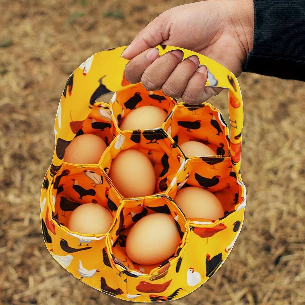 Premium Egg Storage Basket with 7 Pockets and Canvas Egg Bag – Perfect for Keeping Eggs Fresh in Chicken Coops, Gardens and Farmhouses