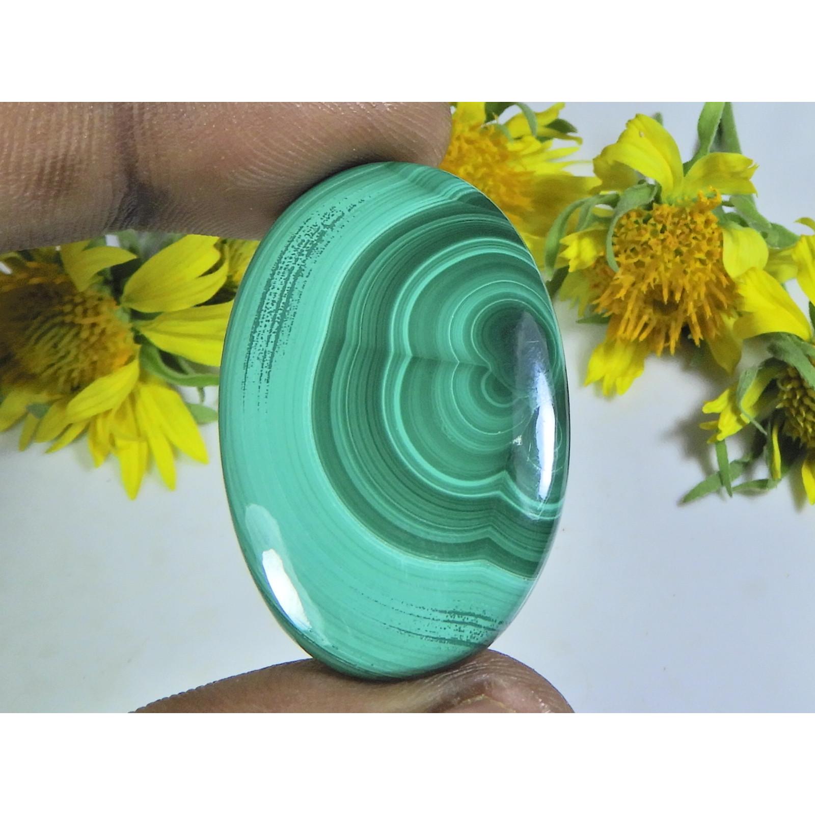

AA++ 58Cts. Natural Green Malachite Oval Cabochon Loose Gemstone 24X38X04MM D-10