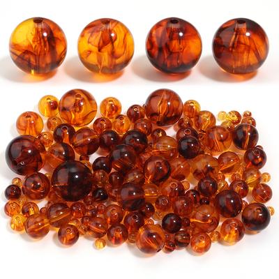 10-200pcs 6/8/10/12/14/16/20mm Acrylic Amber Beads Round Loose Spacer Beads For DIY Jewelry Making Bracelet Necklace Accessories
