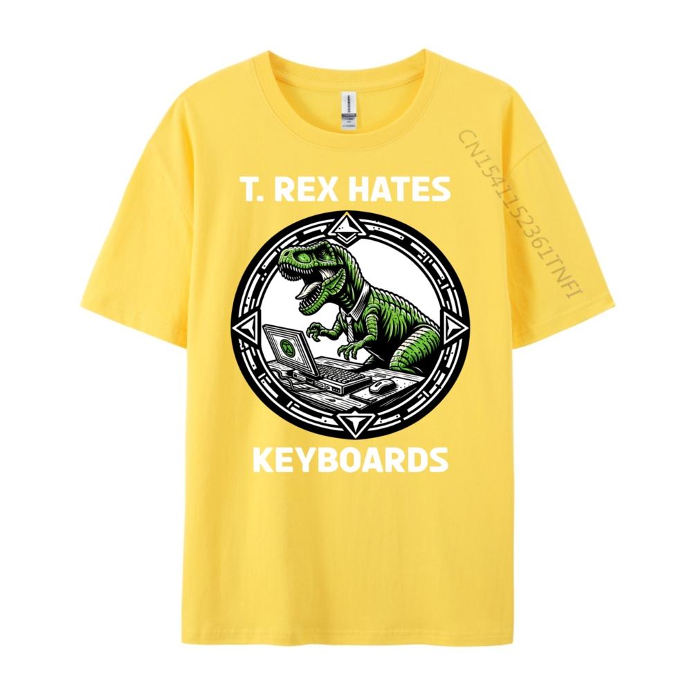 T Rex Hates Keyboards Computers Laptops Mens Designer Clothes Comfortable Luxury Designer Tops Tees Gothic Style
