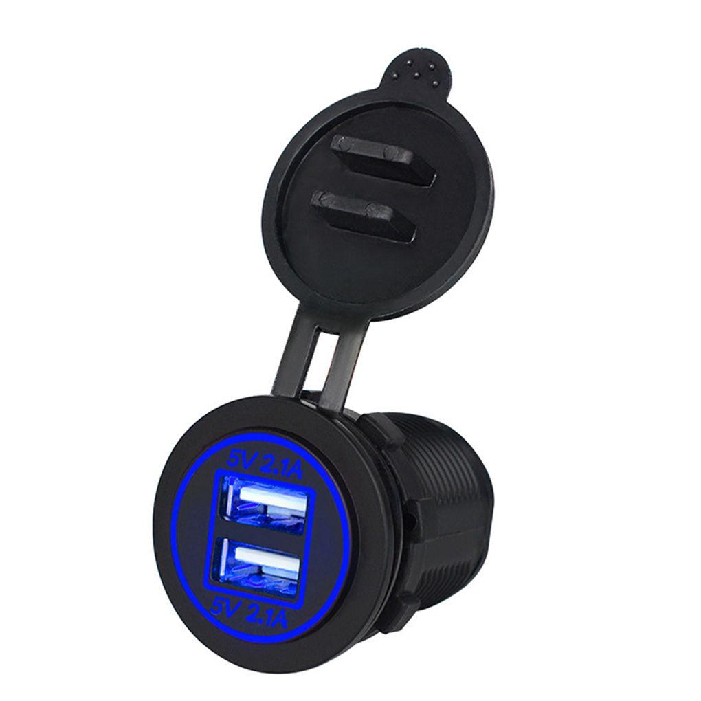 5V 2.1A Dual USB Charger IP66 Waterproof Car Charging Socket Power Outlet Compatible for Car Boat Marine