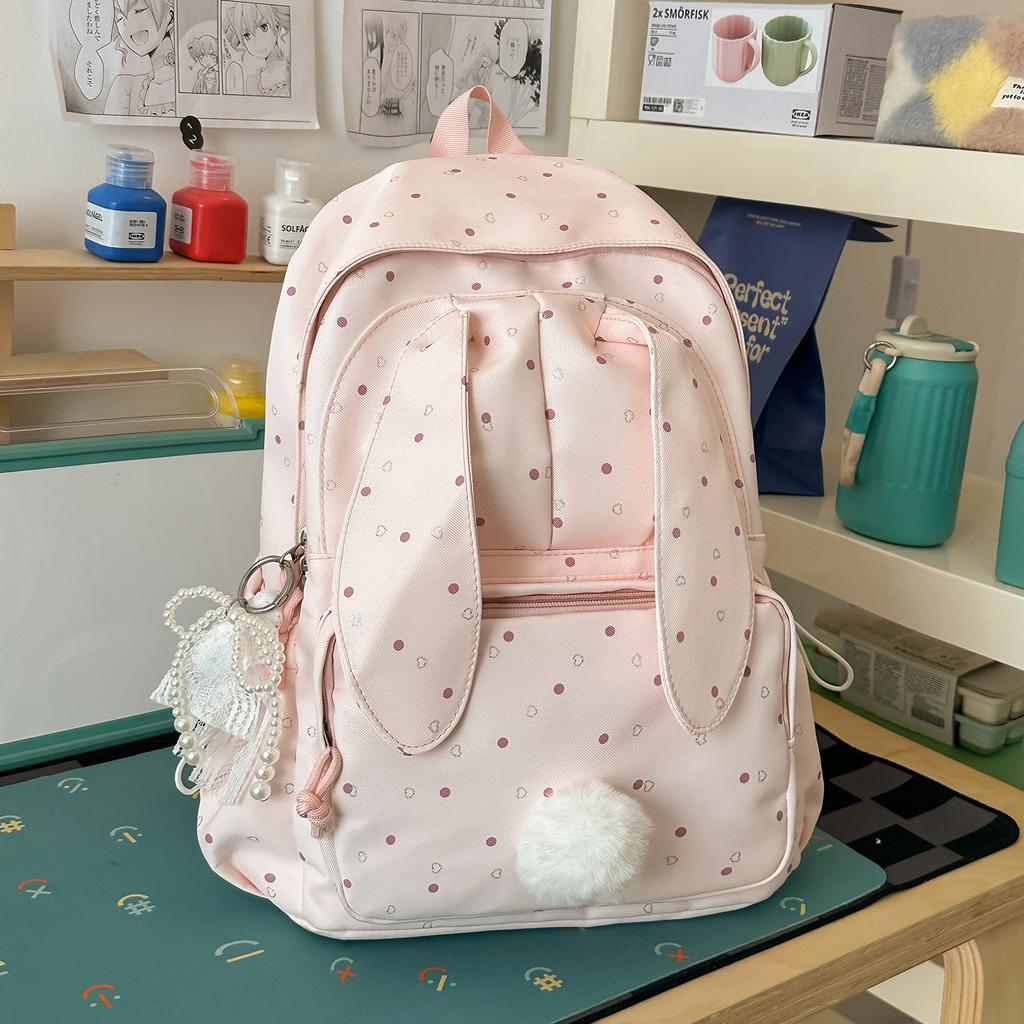 Schoolbag Japanese Soft Sister Cute Rabbit Ears Leisure Travel Backpack Girl Light Backpack Middle School Student School Bag Girl