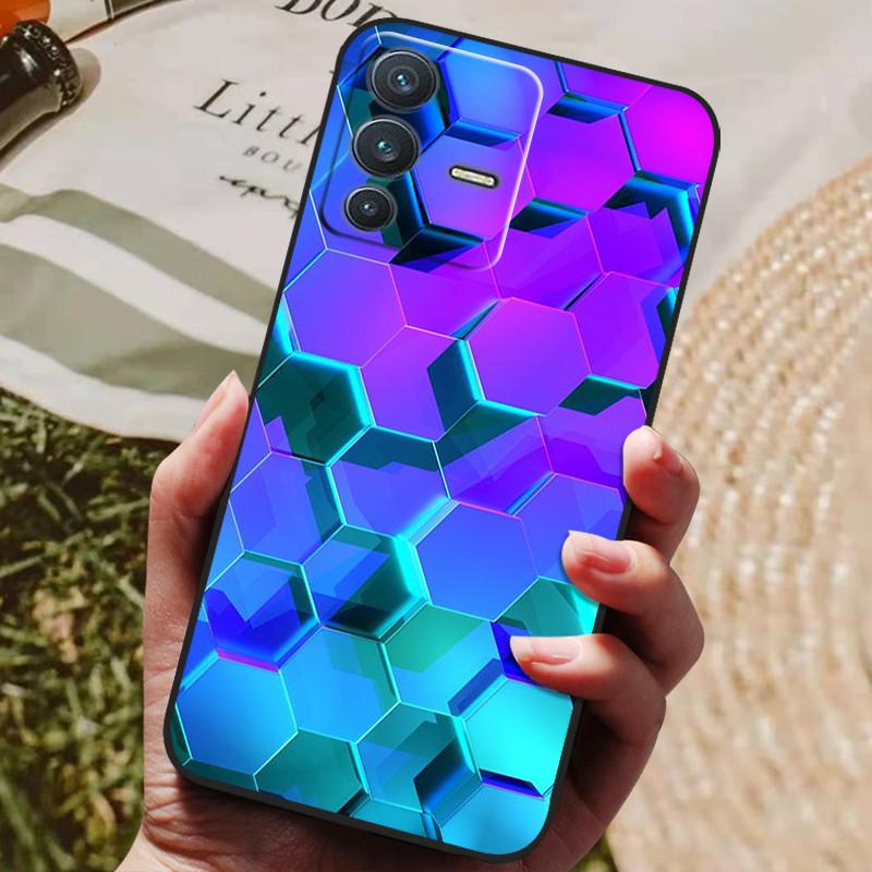 Für vivo V23 5G Hülle V2130 Weiche TPU Silikon Handyhülle Für vivo V23 5G Hüllen Schwarzer Bumper V 23 Funda für vivoV23 Coque Shell