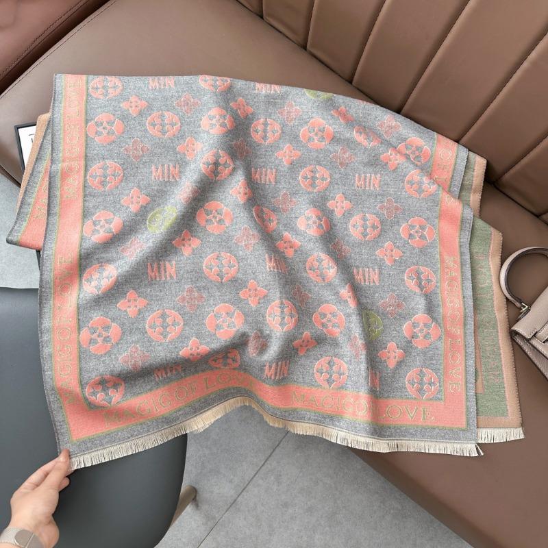 Autumn and winter new atmosphere scarf women's dual-purpose imitation cashmere air conditioner shawl double-sided thickened warm scarf