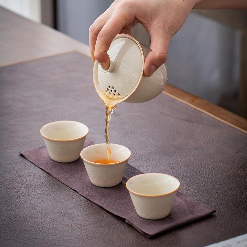 Small Fresh Travel Tea Set, Convenient Storage Bag, Ceramic Express Cup, Two or Three Cups of Tea Cans