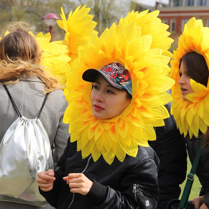 Sunflower Face-Revealing Flower Prop for Sports and Dance Ceremonies