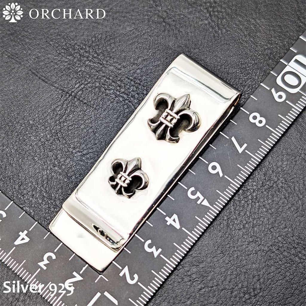 Sterling Silver 925 Money Clip for Men and featuring a lily Women, (fleur-de-lis) design.