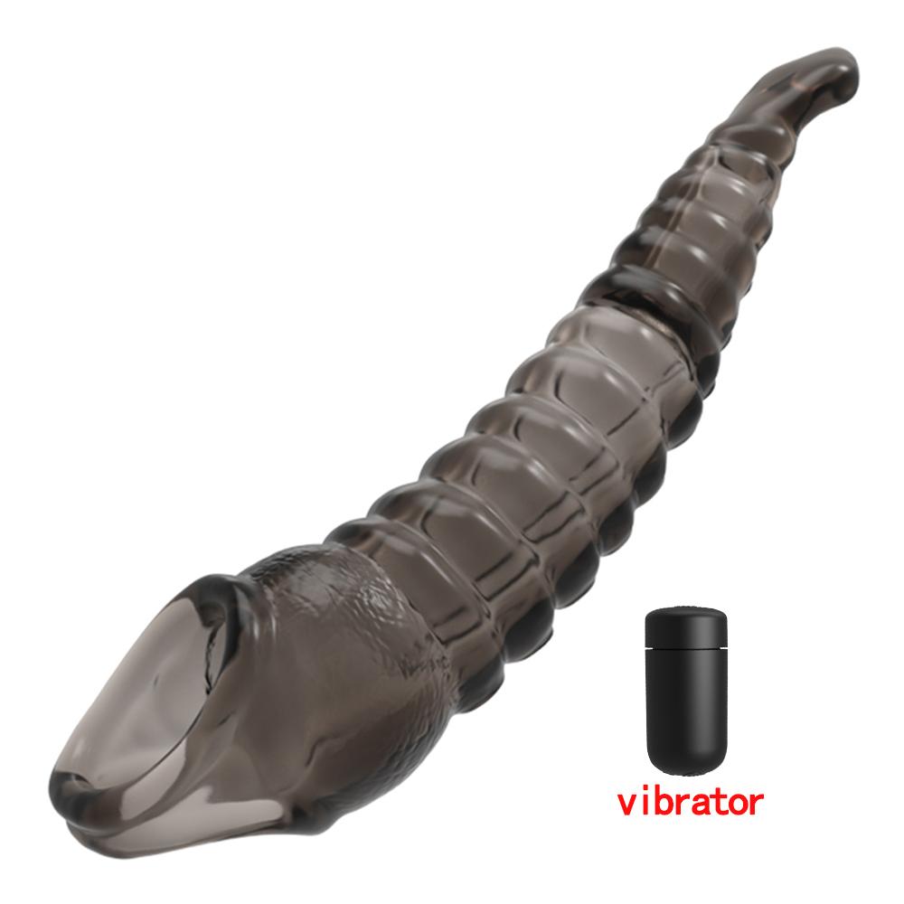 Reusable Extend Penis Enlargement Sleeve Vibrator Cock Ring Reusable Condoms Sex Toys for Men G Spot Vibrating Delay Ejaculation